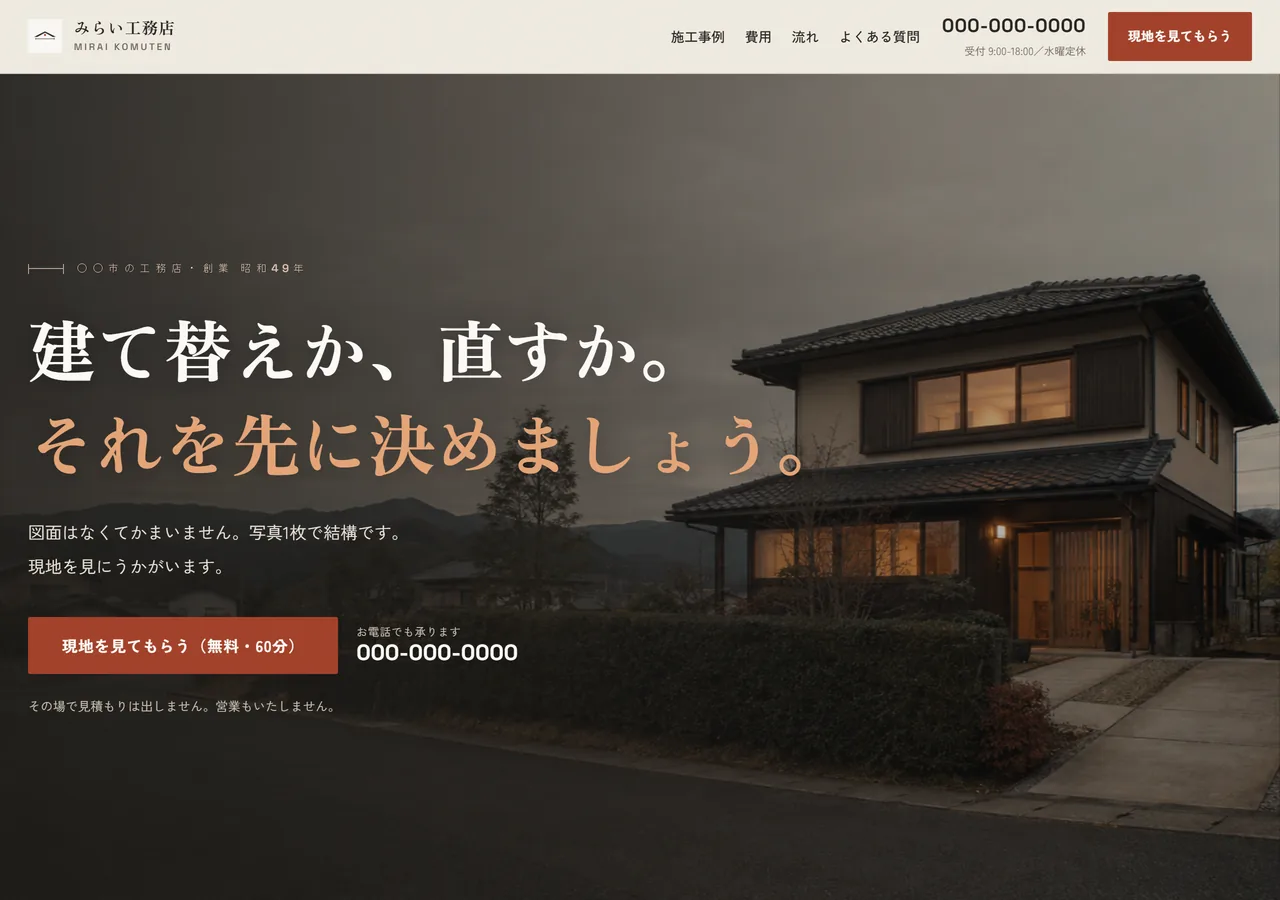 建設・工務店向け制作サンプル